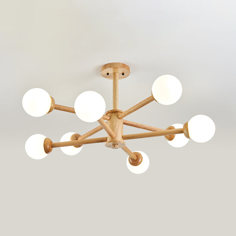 Globe Shade Chandelier Light Pendante moderne multi-têtes avec une teinte en verre blanche