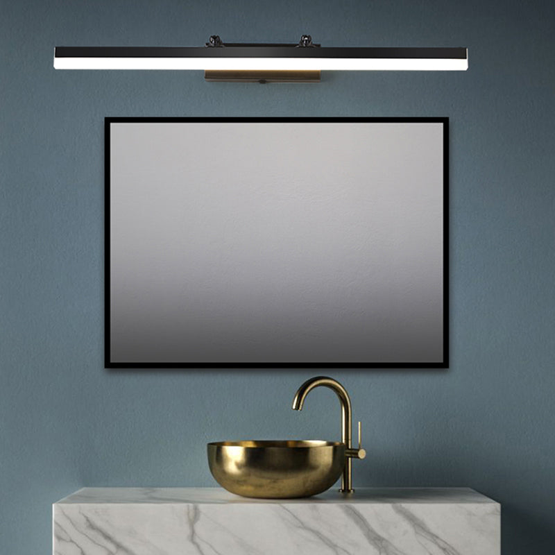 Lámpara de pared recta de metal Estilo nórdico Luz de espejo LED negro para el baño