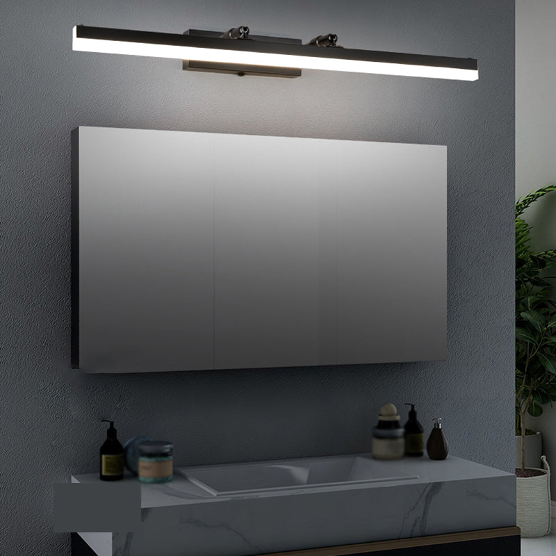 Lámpara de pared recta de metal Estilo nórdico Luz de espejo LED negro para el baño