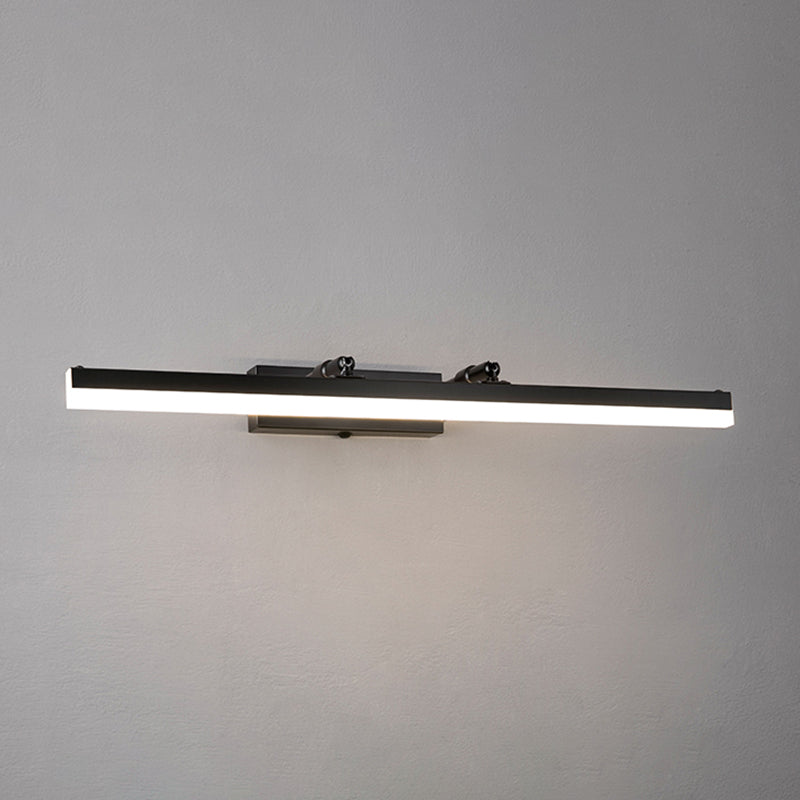 Lámpara de pared recta de metal Estilo nórdico Luz de espejo LED negro para el baño