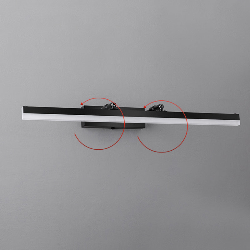 Lámpara de pared recta de metal Estilo nórdico Luz de espejo LED negro para el baño