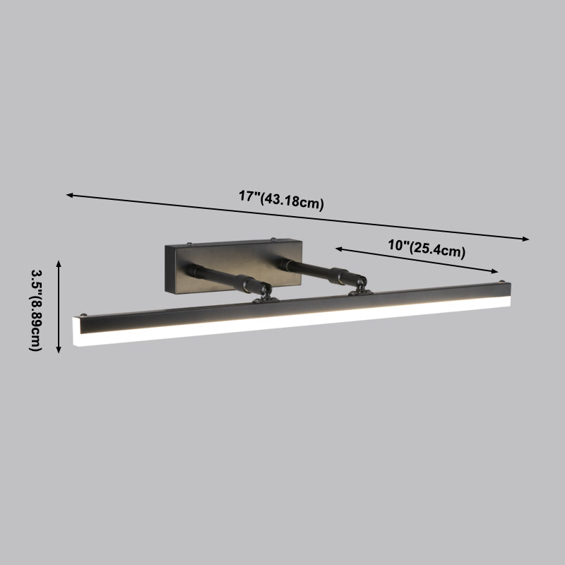 Lámpara de pared recta de metal Estilo nórdico Luz de espejo LED negro para el baño