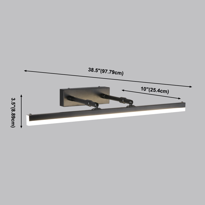 Lámpara de pared recta de metal Estilo nórdico Luz de espejo LED negro para el baño