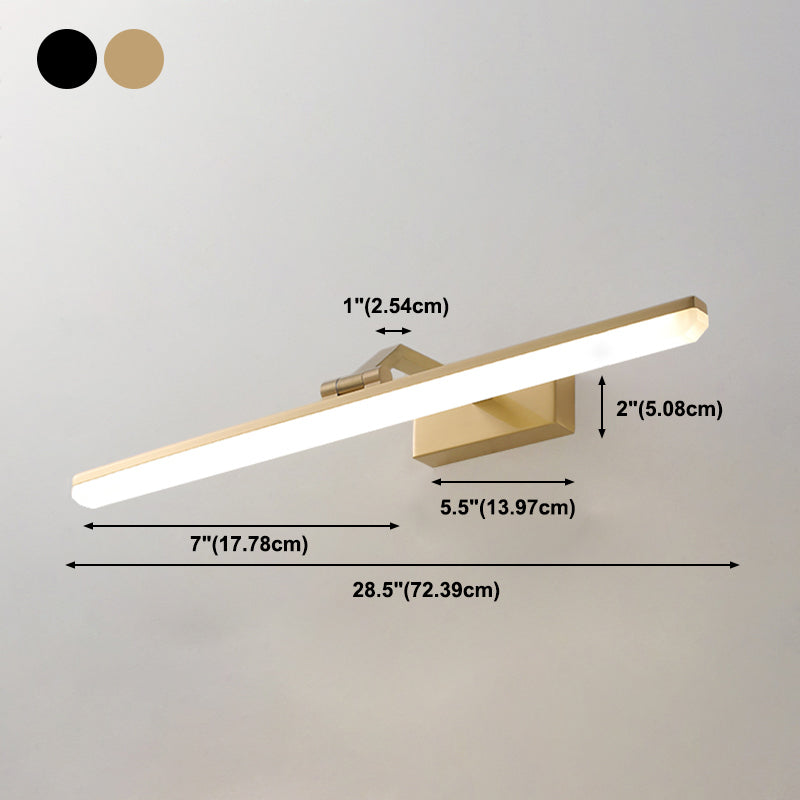 Lámpara de pared de luz simple de estilo de espejo recto de latón para el baño