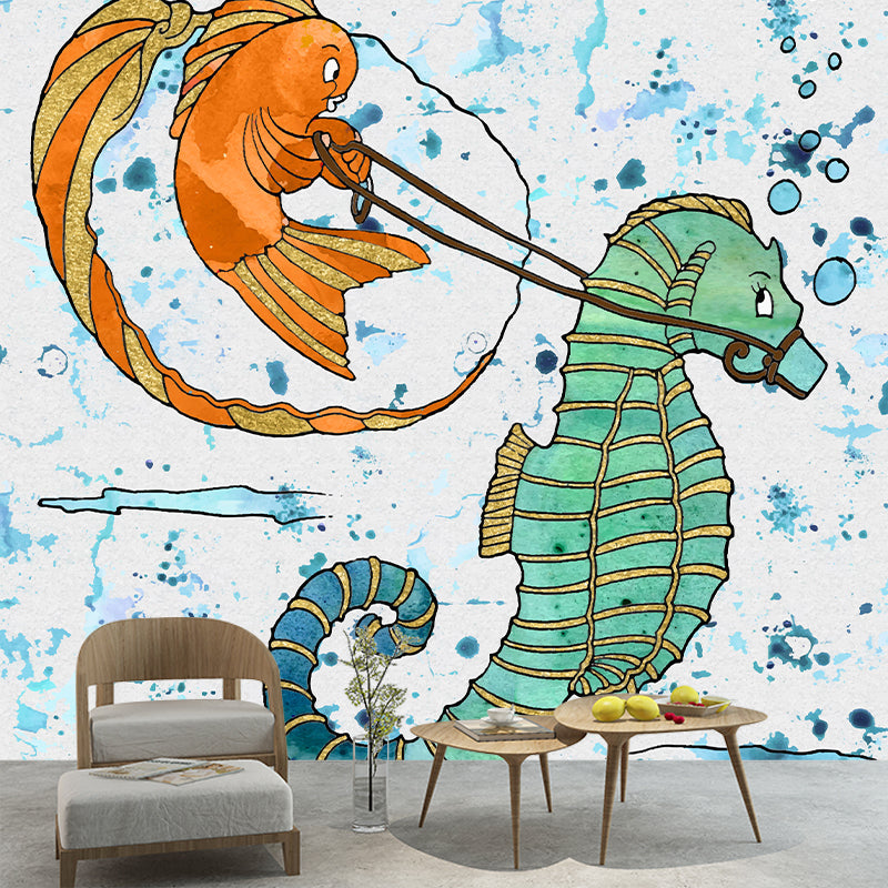 Illustration Cartoon Mural Environment Friendly Wallpaper for Kid's Bedroom