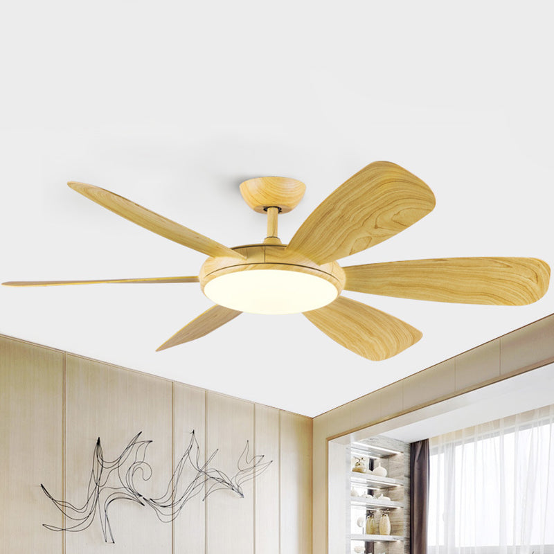 Bleu / bois LED Plafond Fan Lampe de lampe moderniste acrylique rond 6 lames semi-flushmount, 42 "W