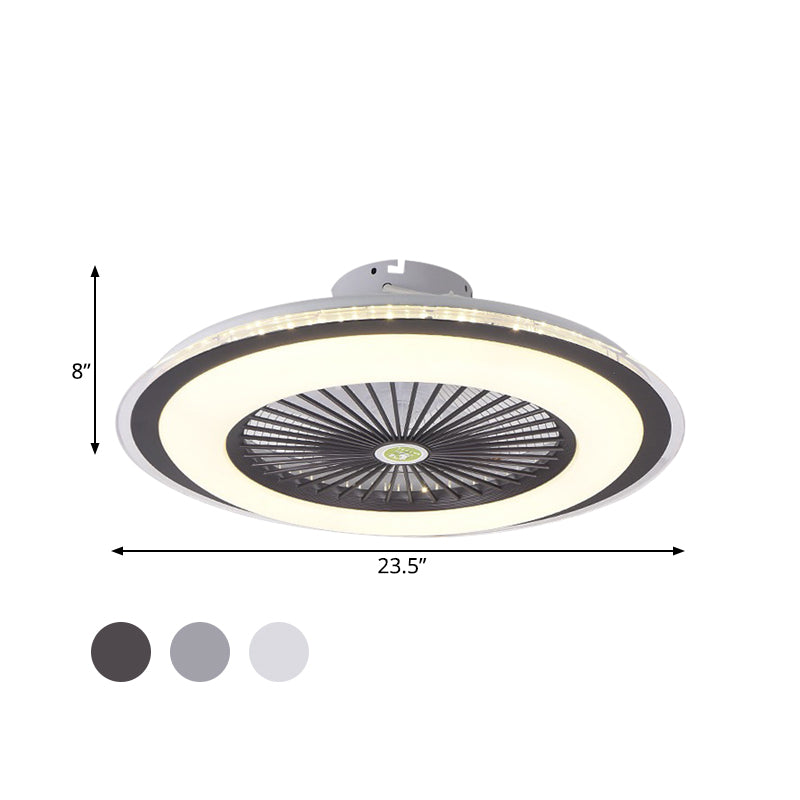 Acrylique circulaire semi semi-rincol Mount modernisme chambre 5 lames ventilateur de plafond LED Light dans le café gris / blanc / foncé, 23,5 "W