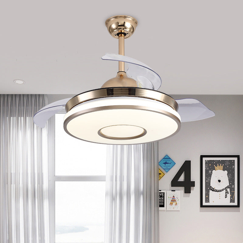 Éclairage de ventilateur de plafond LED 36 "MODERNISME CHAMBRE 4 lames SEMI FUX LAMP MONT AVEC ROND CHAMPE D'ACRYIQUE EN GOL