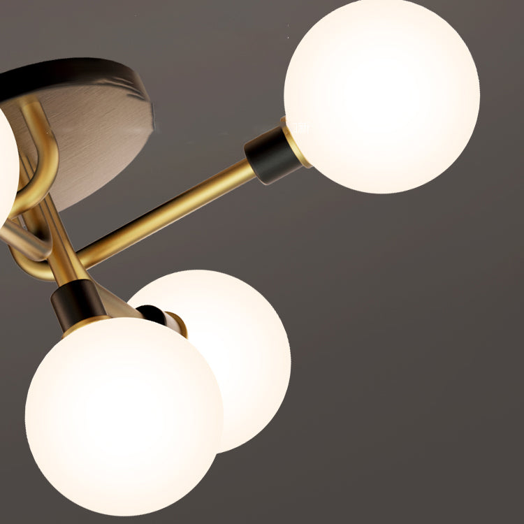 Modern Globe Semi Flush Mount Copper Flexion de techo interior con sombra de vidrio