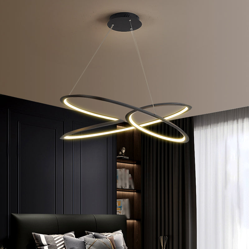 Twisting Pendant Lighting Fixture modern Metal Single Light Chandelier Lampe en noir