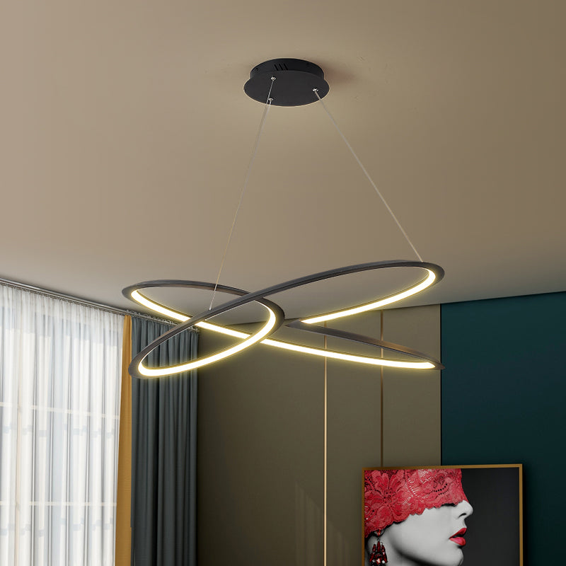 Twisting Pendant Lighting Fixture modern Metal Single Light Chandelier Lampe en noir