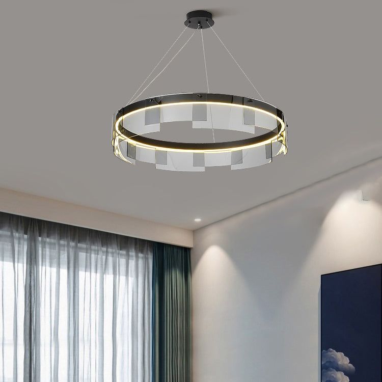 LED simple contemporain Light Light Metal Circular Pendant Light pour le salon