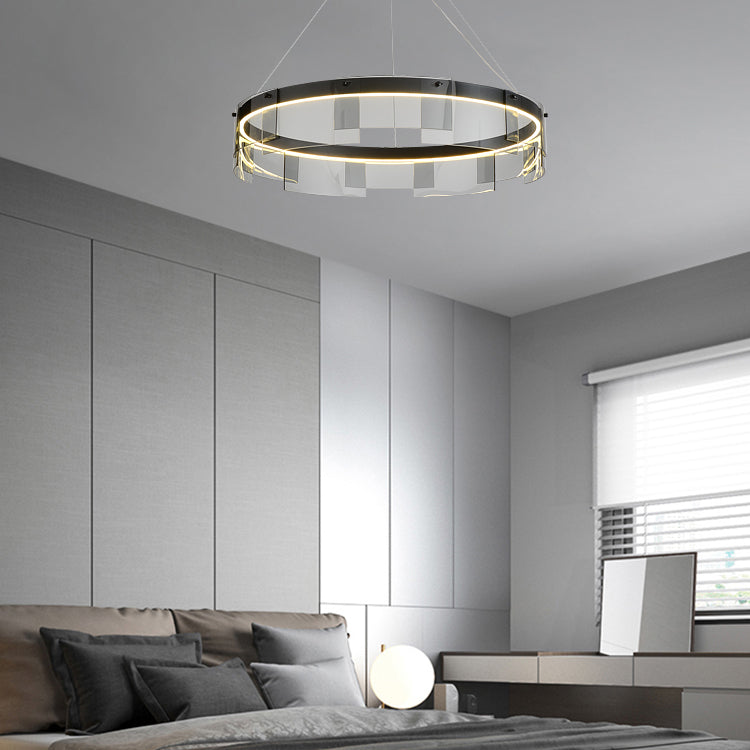 LED simple contemporain Light Light Metal Circular Pendant Light pour le salon