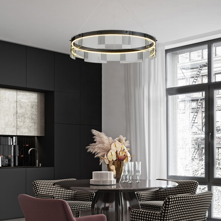 LED simple contemporain Light Light Metal Circular Pendant Light pour le salon