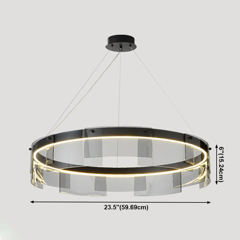 LED simple contemporain Light Light Metal Circular Pendant Light pour le salon