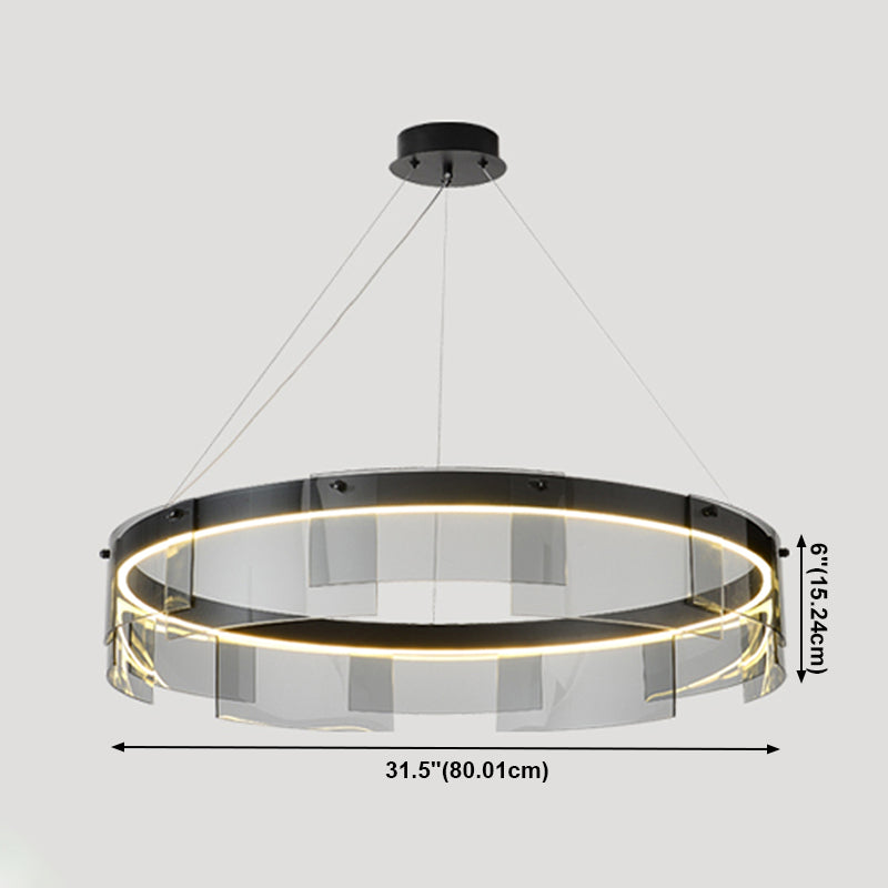 LED simple contemporain Light Light Metal Circular Pendant Light pour le salon