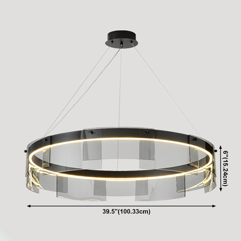 LED simple contemporain Light Light Metal Circular Pendant Light pour le salon