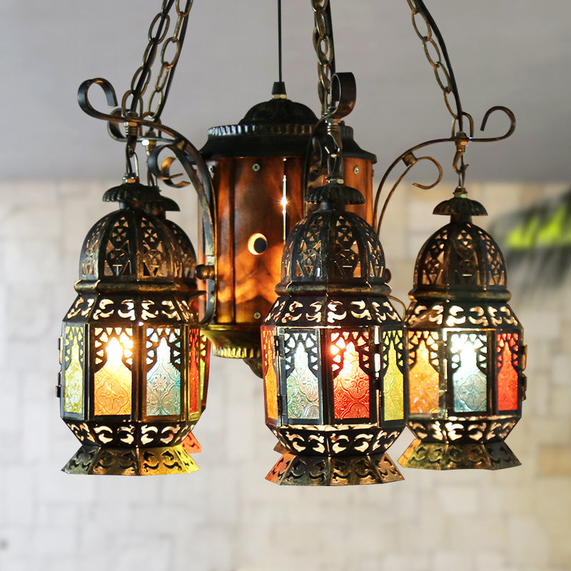 6 teste Il lampadario del ristorante in bronzo in bronzo in stile arabo.