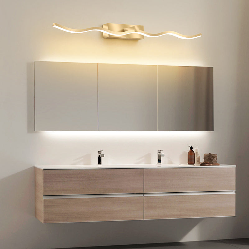 Modern Simple Mirror Lamp Fixture LED Wavy Makeup Mirror Lamp for Bathroom Toilet