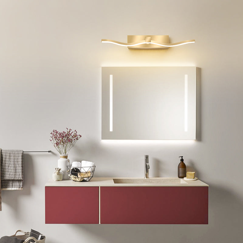 Modern Simple Mirror Lamp Fixture LED Wavy Makeup Mirror Lamp for Bathroom Toilet