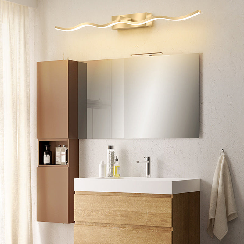 Modern Simple Mirror Lamp Fixture LED Wavy Makeup Mirror Lamp for Bathroom Toilet