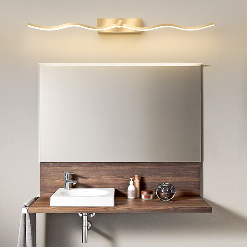 Modern Simple Mirror Lamp Fixture LED Wavy Makeup Mirror Lamp for Bathroom Toilet