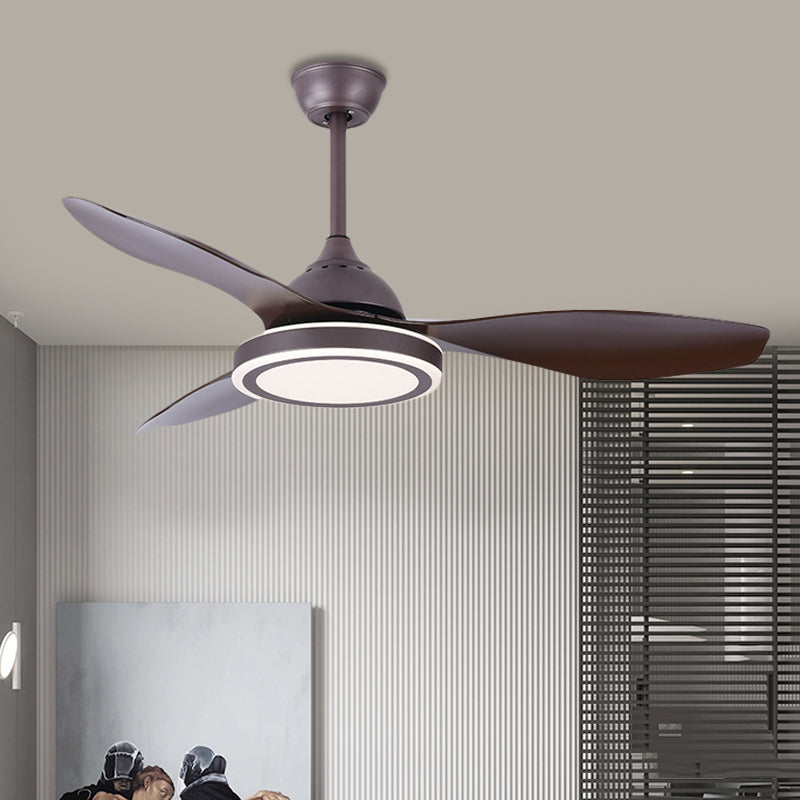 Metal Circle Semi Flush Mount Mount Modern Modernism Camera da letto LED LED Light in caffè scuro con 3 lame marroni, larghe 48 "