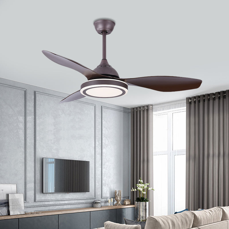 Metal Circle Semi Flush Mount Mount Modern Modernism Camera da letto LED LED Light in caffè scuro con 3 lame marroni, larghe 48 "