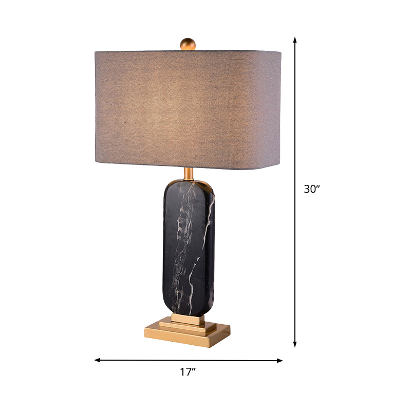 1 Head Shaded Task Lighting Contemporary Fabric Small Desk Lamp in Black for Bedside