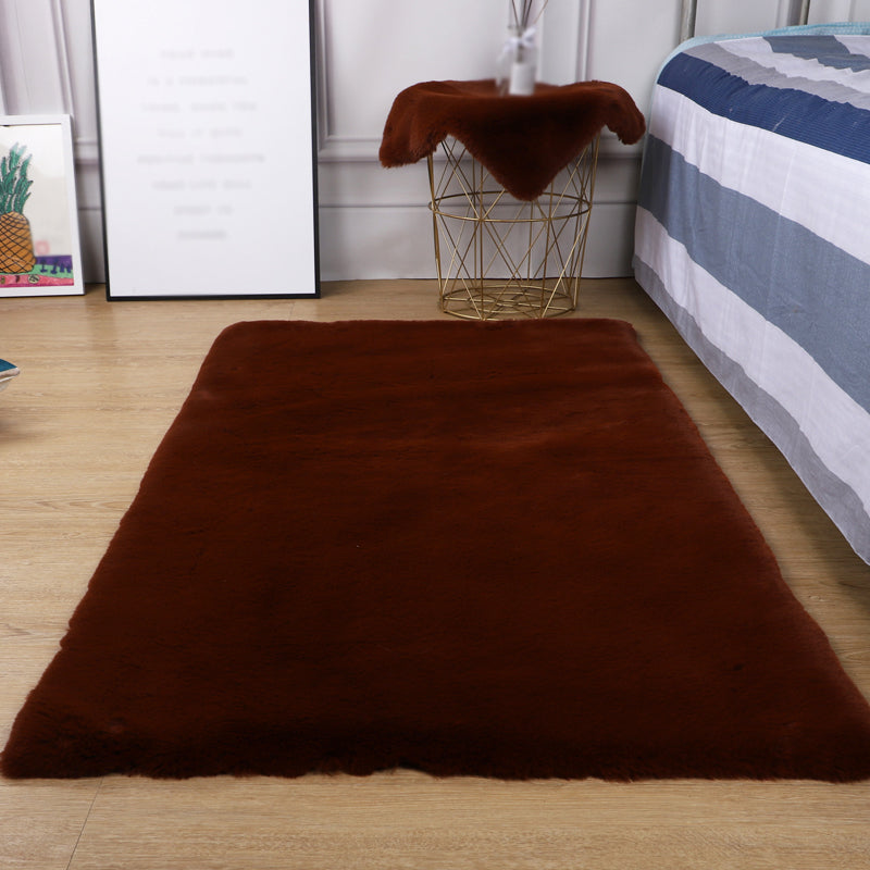 Tapis de salon en fantaisie Couleur solide Polyester Area Tapis de soins de soins faciles