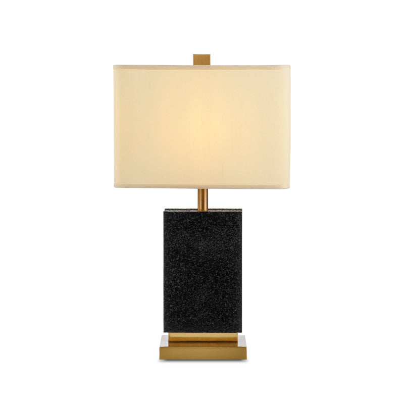 Contemporary 1 Bulb Desk Light Black Rectangular Night Table Lamp with Fabric Shade