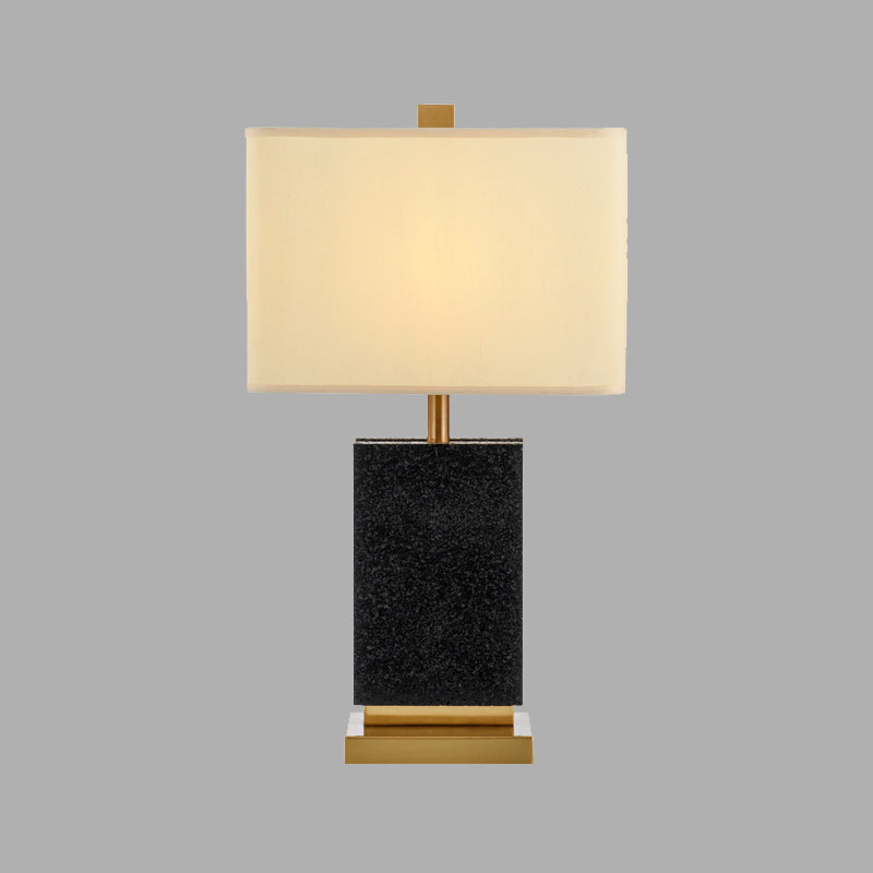 Contemporary 1 Bulb Desk Light Black Rectangular Night Table Lamp with Fabric Shade