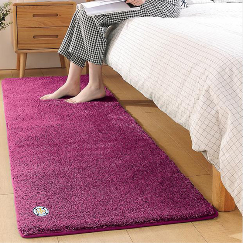 Blue Living Room Area Rug Solid Color Polyester Area Carpet Anti-Slip Easy Care Rug for Bedroom