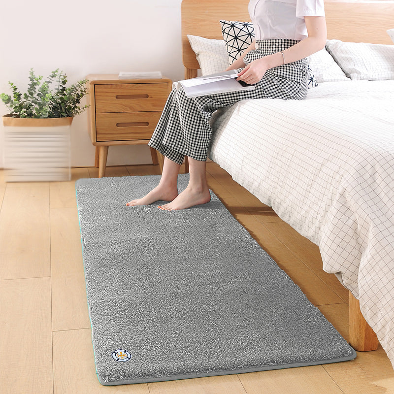 Blue Living Room Area Rug Solid Color Polyester Area Carpet Anti-Slip Easy Care Rug for Bedroom