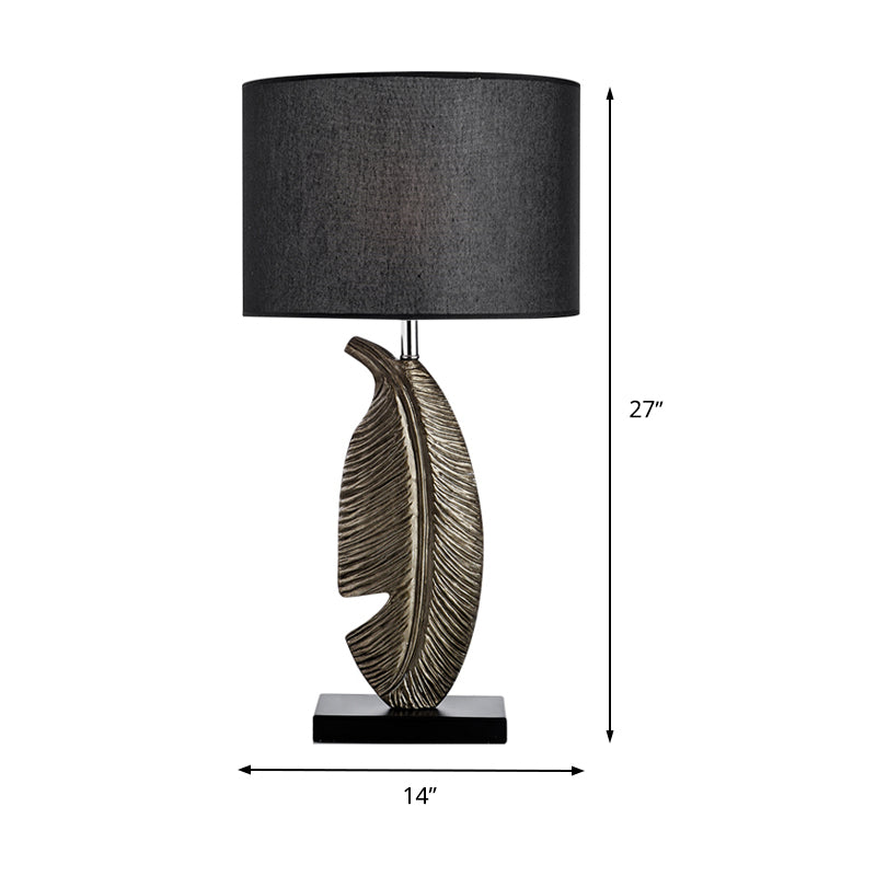 1 Lampe de tâche de la chambre à coucher de l'ampoule nordique noir Livre de lecture avec une teinte en tissu cylindrique