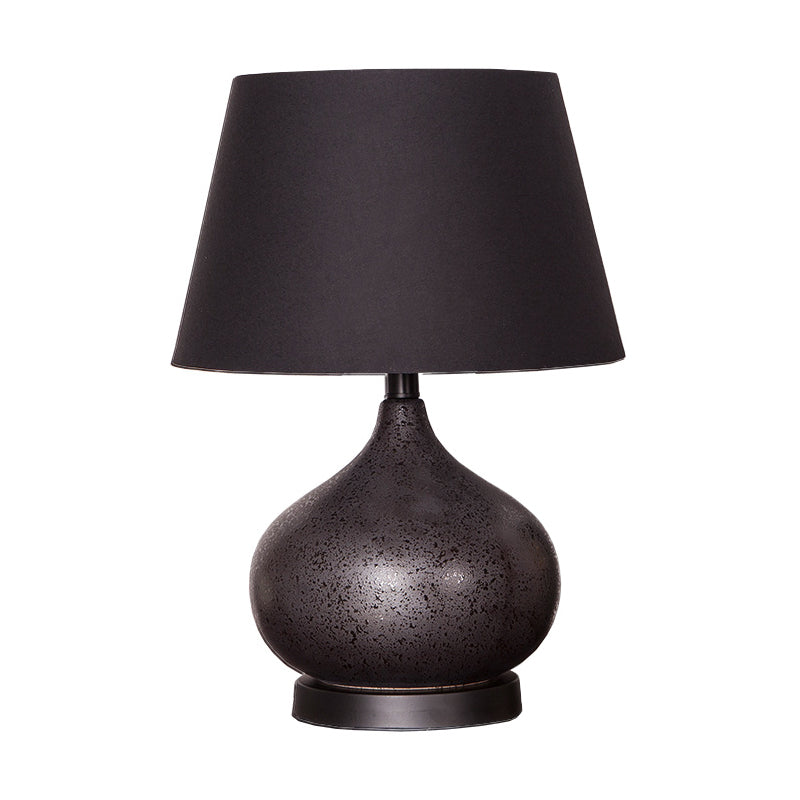 Contemporary Tapered Drum Task Lighting Fabric 1 Bulb Night Table Lamp in Black