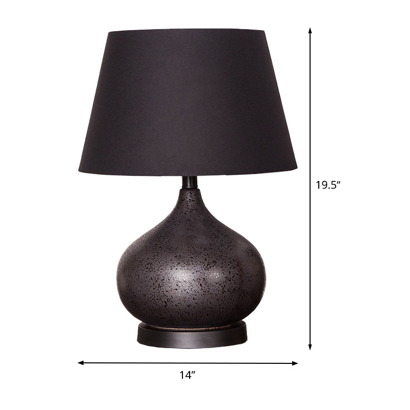 Contemporary Tapered Drum Task Lighting Fabric 1 Bulb Night Table Lamp in Black