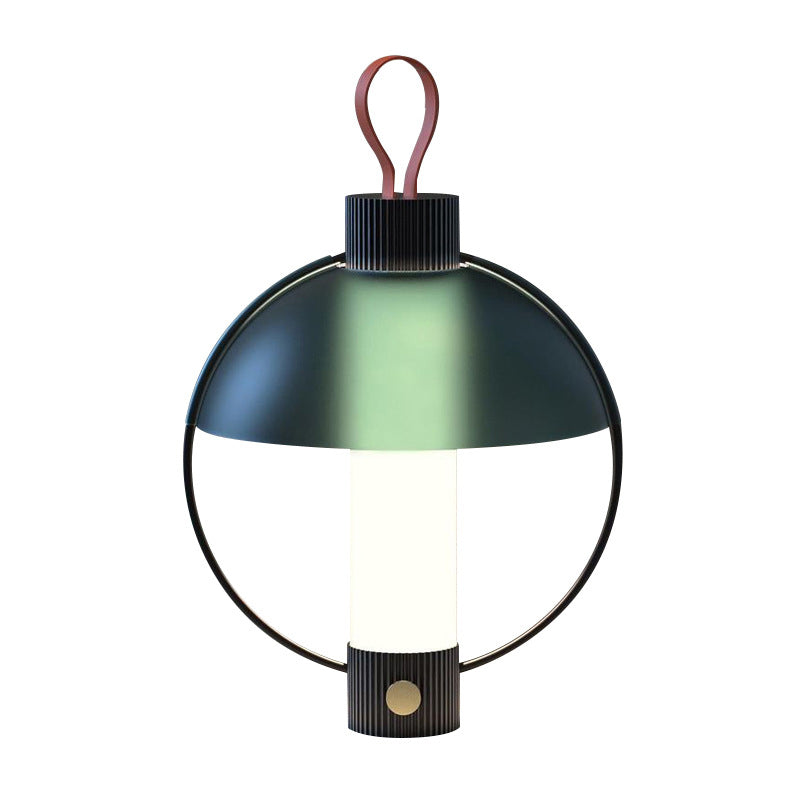 Domed Desk Light Modern Metal 1 Head Green Task Lamp with Cylinder White Glass Shade