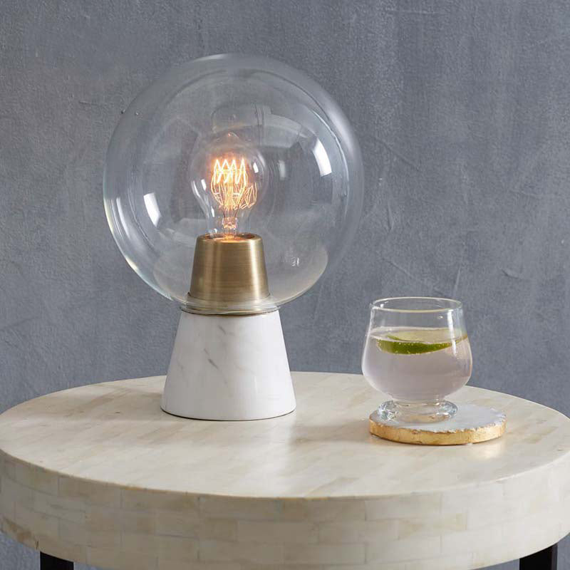 Contemporary Sphere Task Lighting Clear Glass 1 Bulb Reading Book Light in White