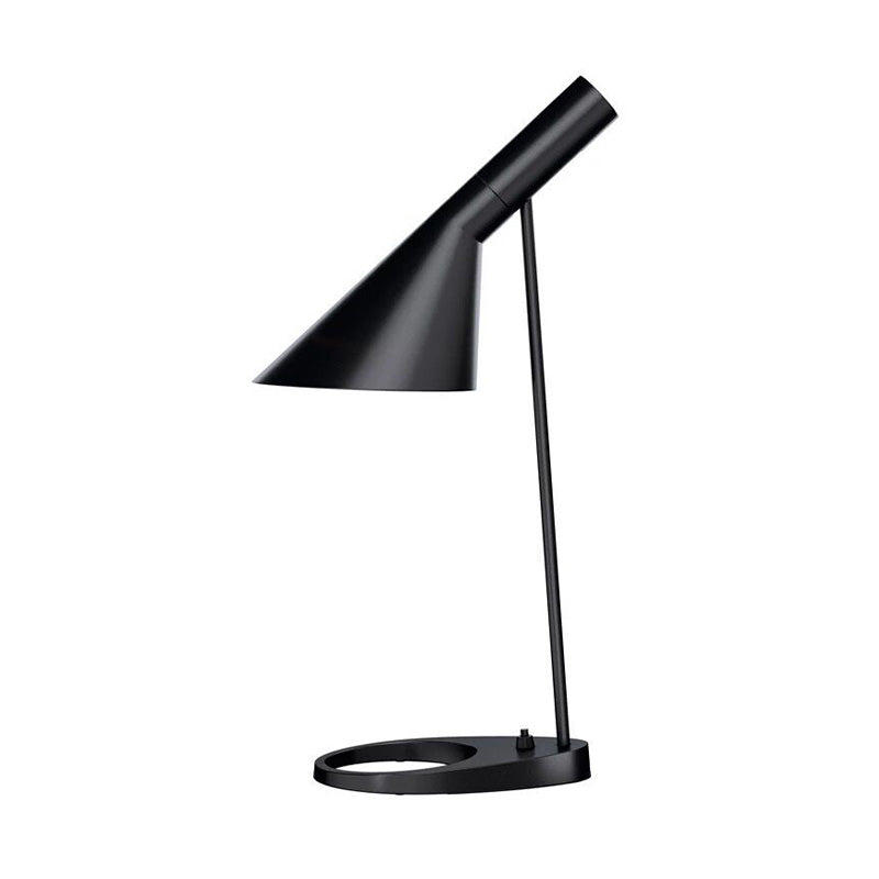 1 Bulb Bedside Task Lighting Modern Black Night Table Lamp with Flared Metal Shade