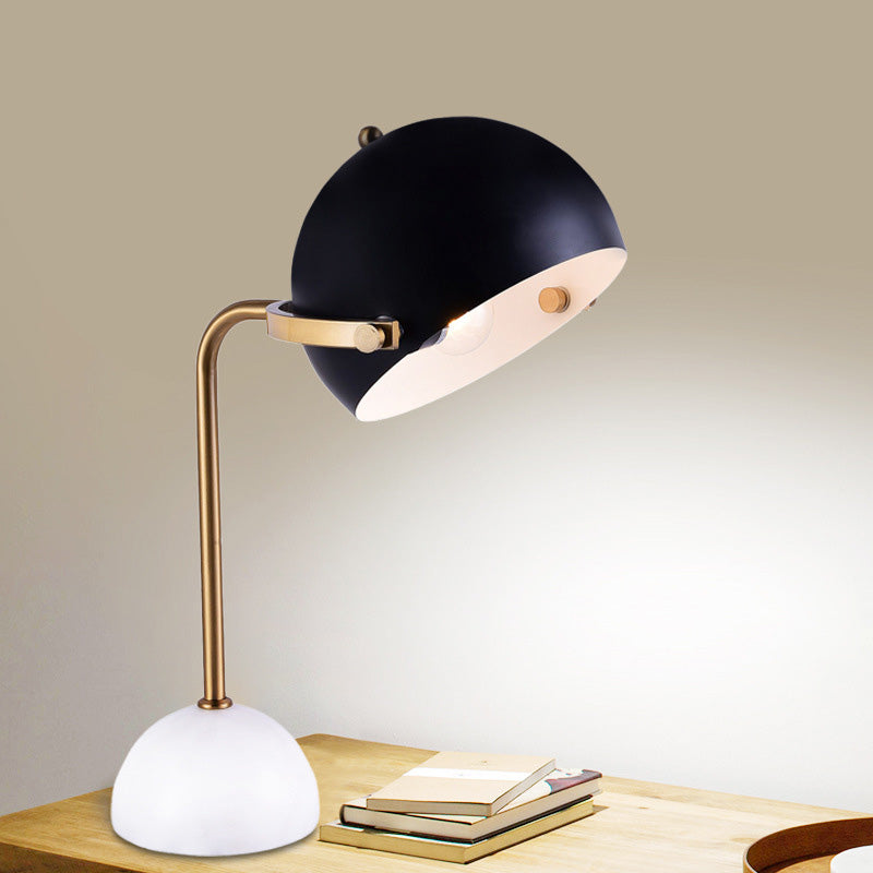 Dome Task Lighting Modernism Metal 1 Head Black Reading Book Light with Curved Arm