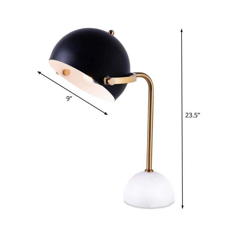 Dome Task Lighting Modernism Metal 1 Head Black Reading Book Light with Curved Arm