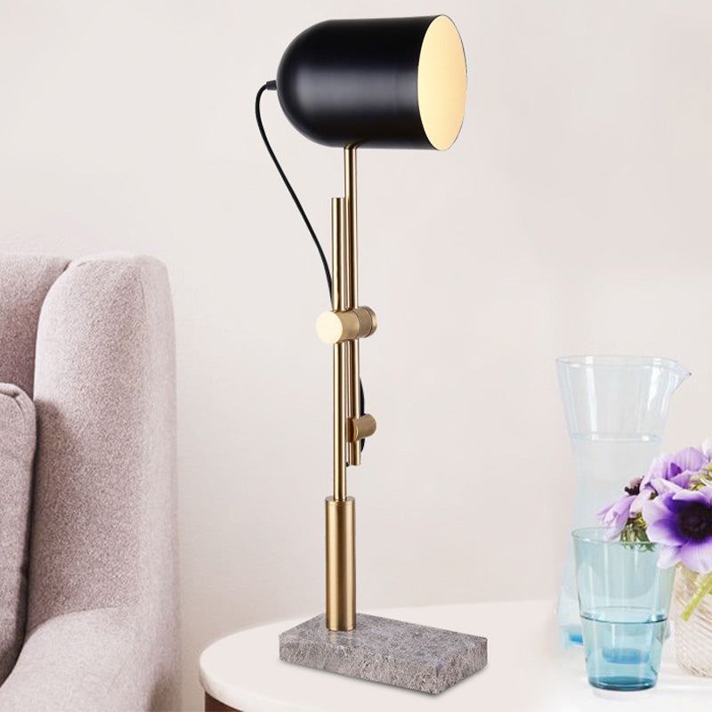 Modern Cylinder Table Light Metal 1 Bulb Small Desk Lamp in Black with Rotating Node