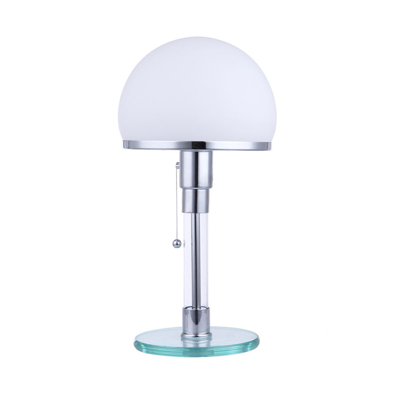 Domed Nightstand Lamp Contemporary White Glass 1 Bulb Reading Book Light in Blue