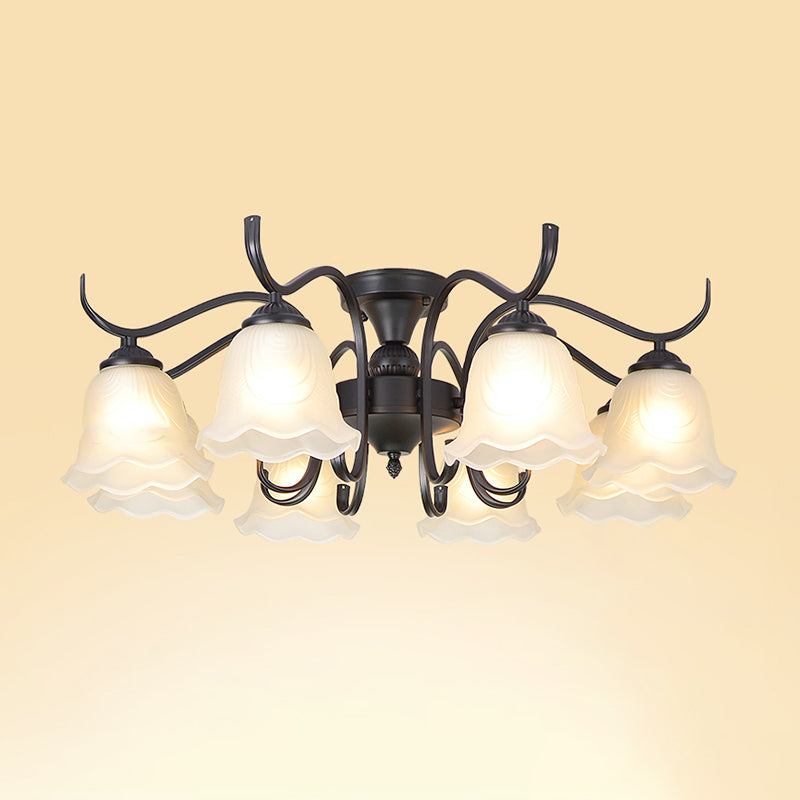 Traditional Flush Mount Light Simple Ceiling Lamp with Glass Shade for Living Room