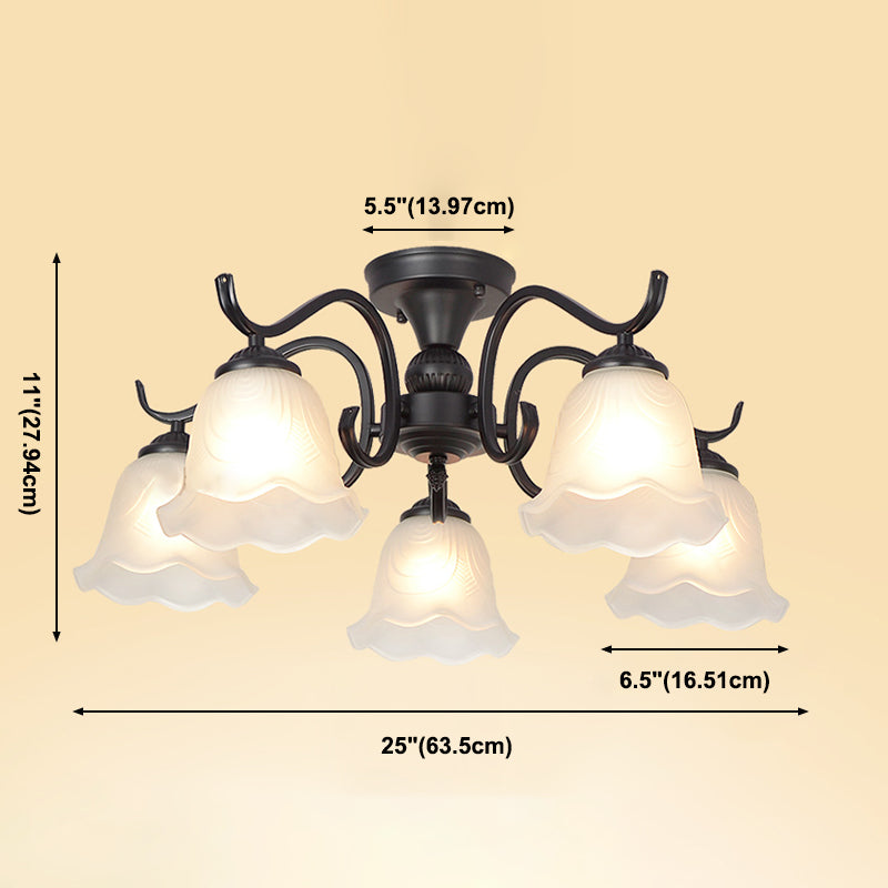 Traditionele inbouwlamp Eenvoudige plafondlamp met glazen kap voor woonkamer