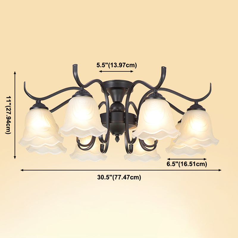 Traditional Flush Mount Light Simple Ceiling Lamp with Glass Shade for Living Room