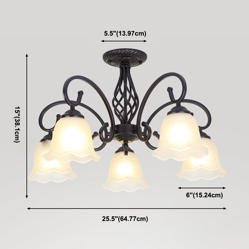 Traditionele inbouwlamp Eenvoudige plafondlamp met glazen kap voor woonkamer