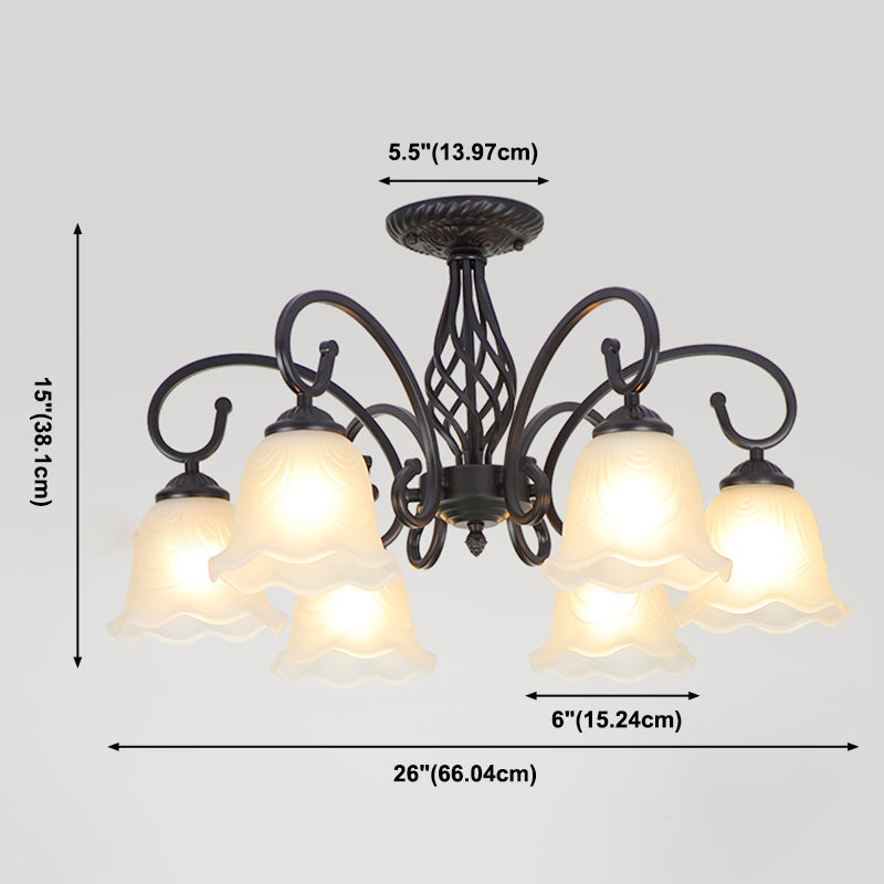 Traditionele inbouwlamp Eenvoudige plafondlamp met glazen kap voor woonkamer