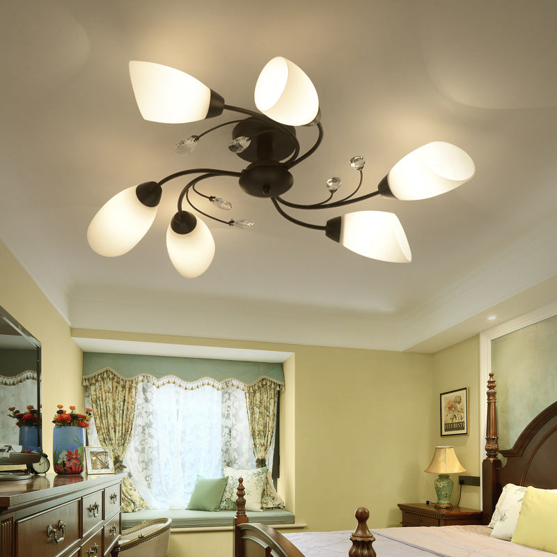 Simple Style Flush Mount Ceiling Light Fixtures LED Ceiling Lamp with Glass Shade